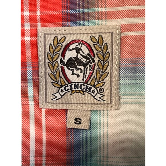 Mens small cinch long sleeve shirt orange plaid - Picture 2 of 4